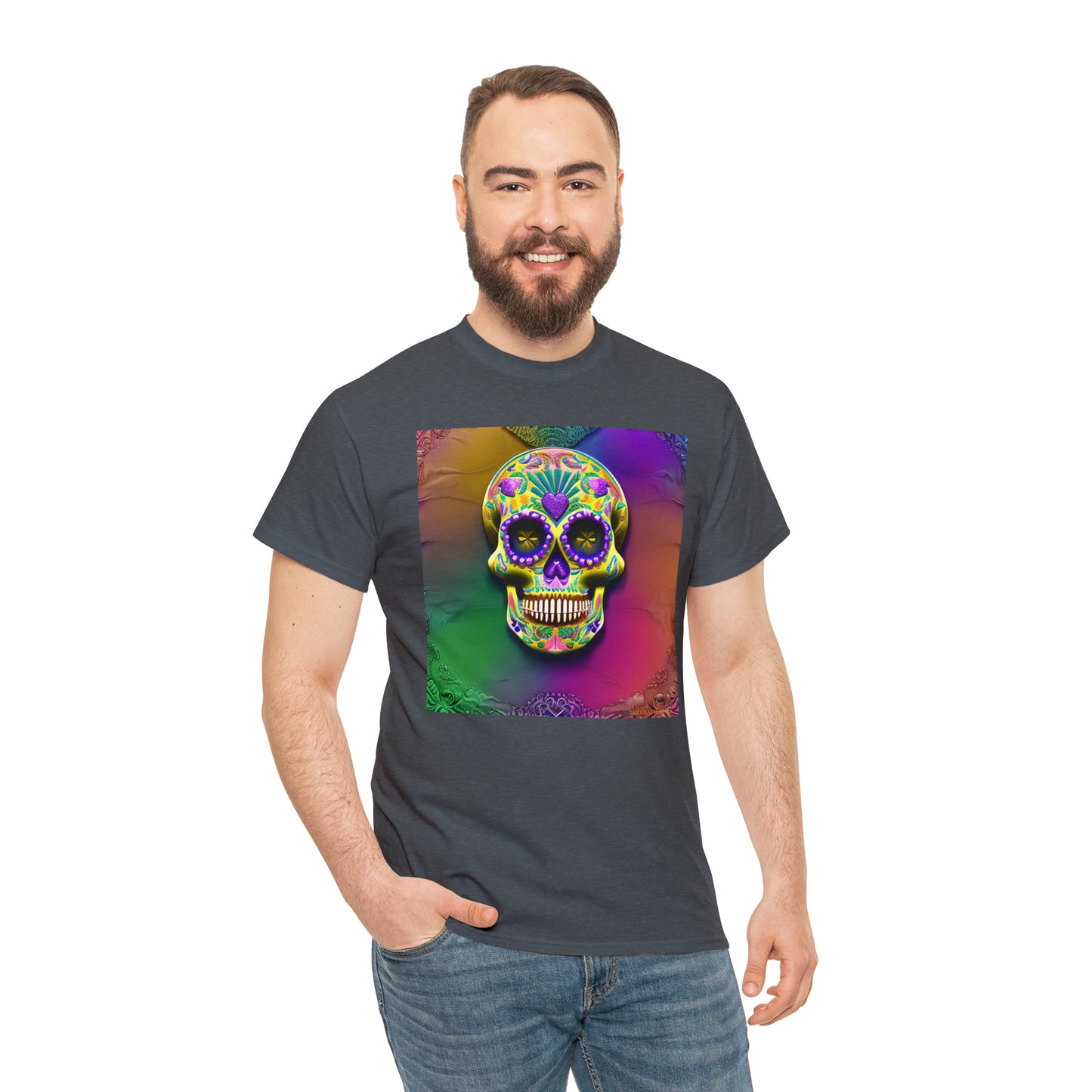 Unisex Heavy Cotton Tee - Sugar Skull 0002
