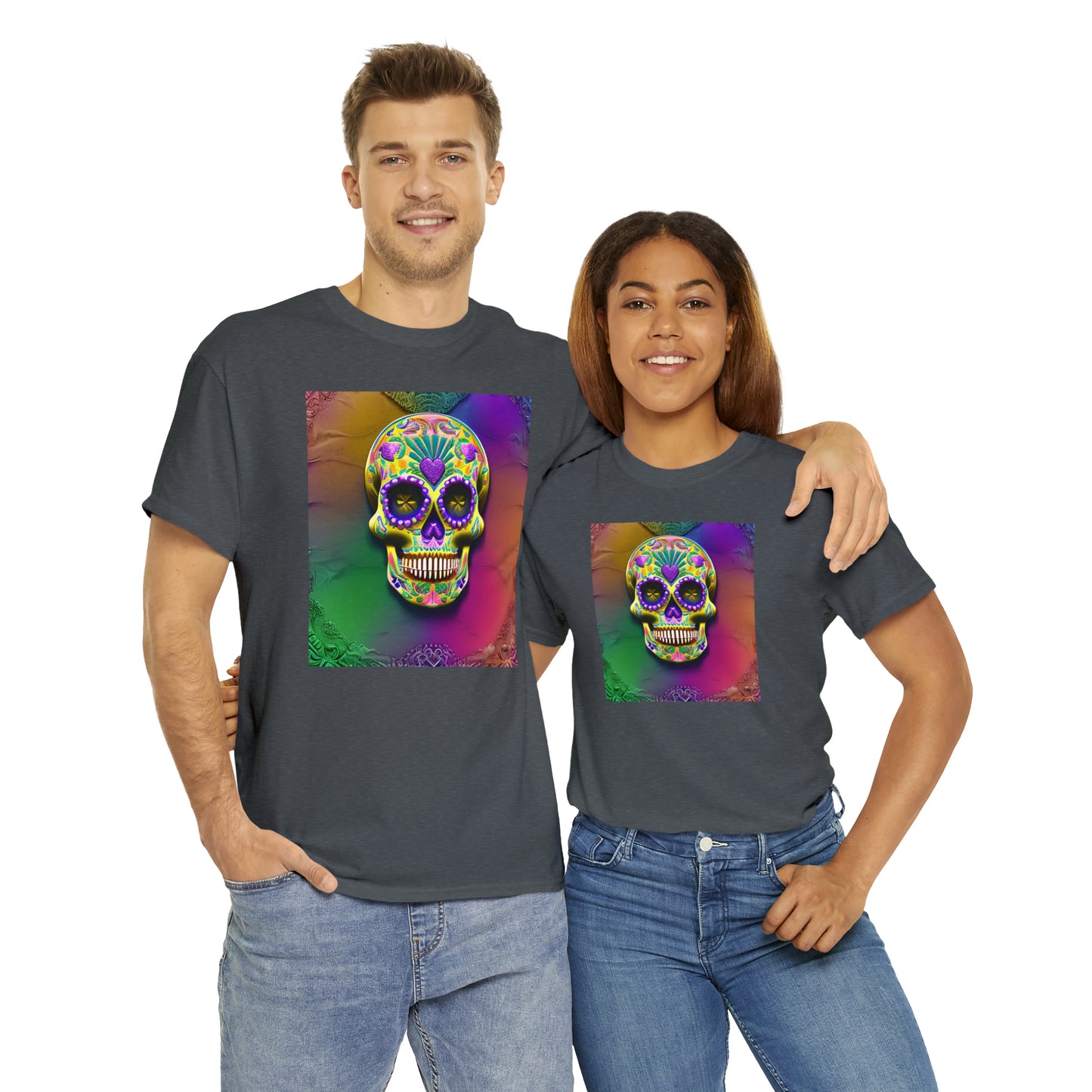 Unisex Heavy Cotton Tee - Sugar Skull 0002