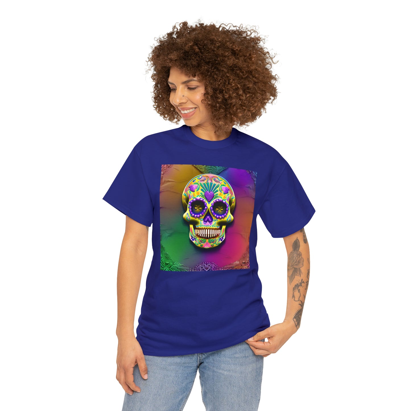 Unisex Heavy Cotton Tee - Sugar Skull 0002
