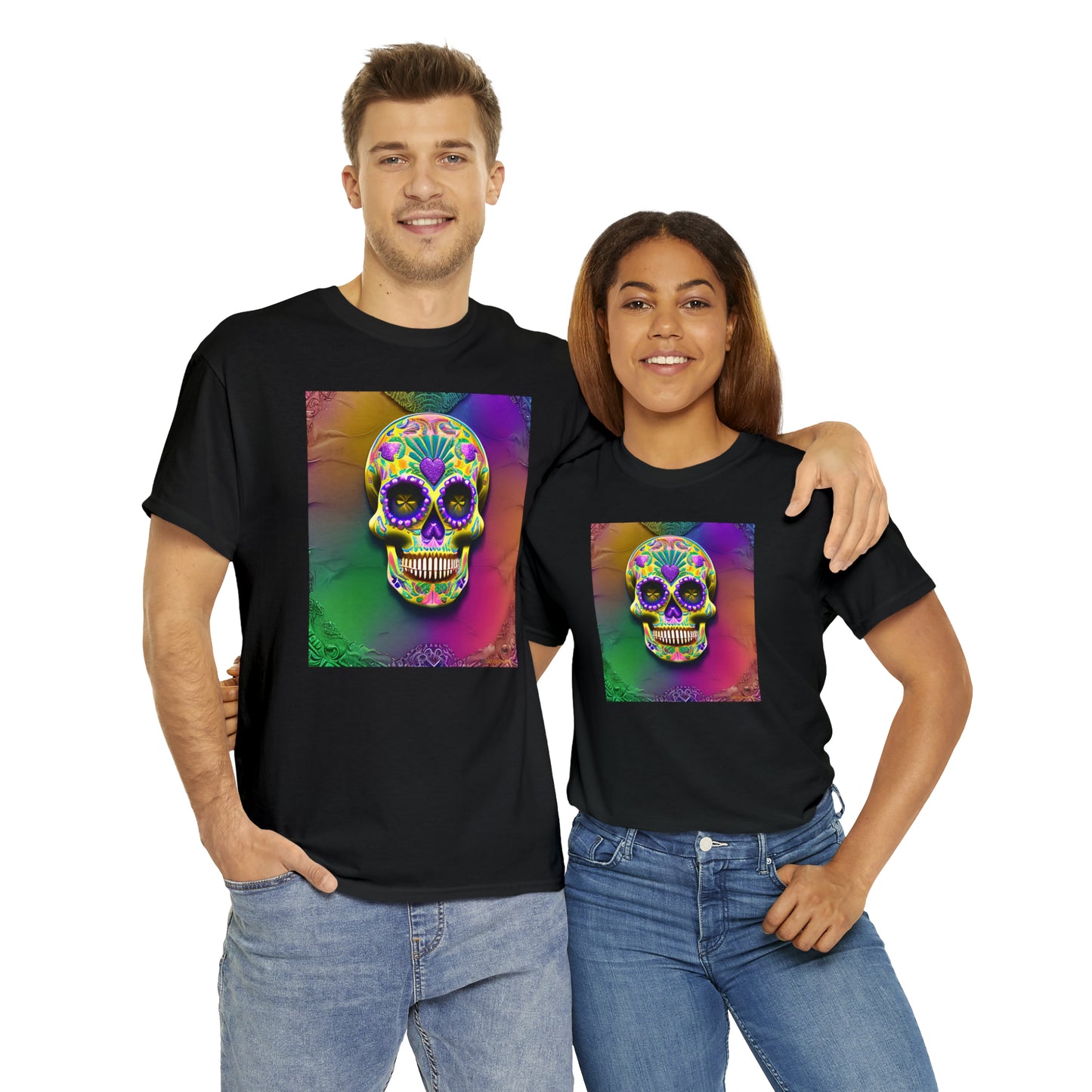 Unisex Heavy Cotton Tee - Sugar Skull 0002