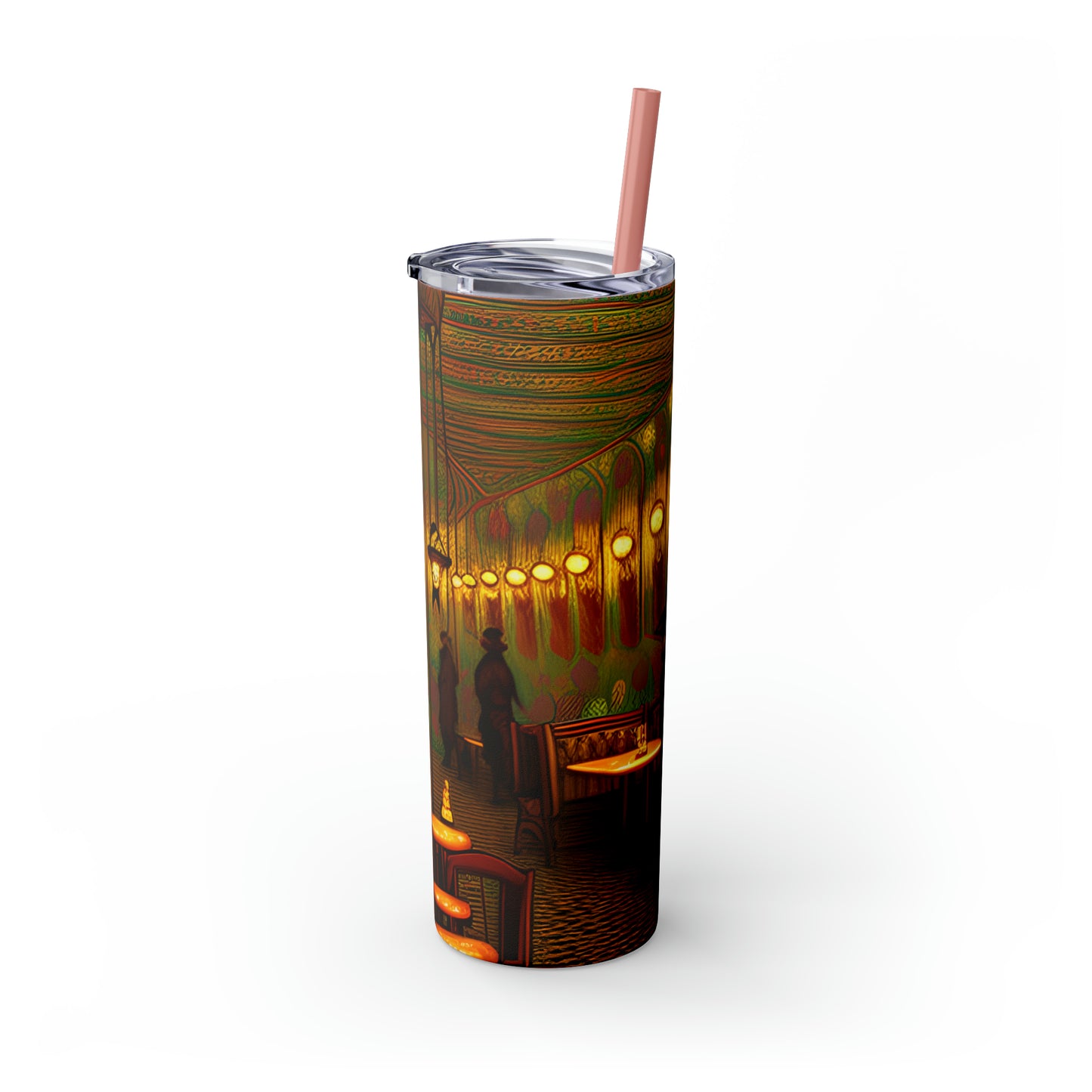 Skinny Tumbler with Straw, 20oz - Cafe Table Shadows 0001