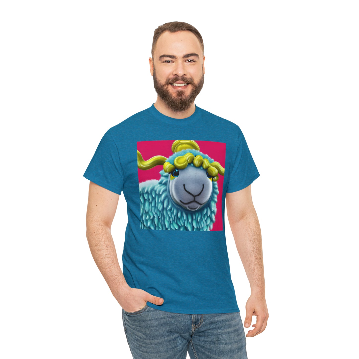 Unisex Heavy Cotton Tee - Blue Sheep 0001