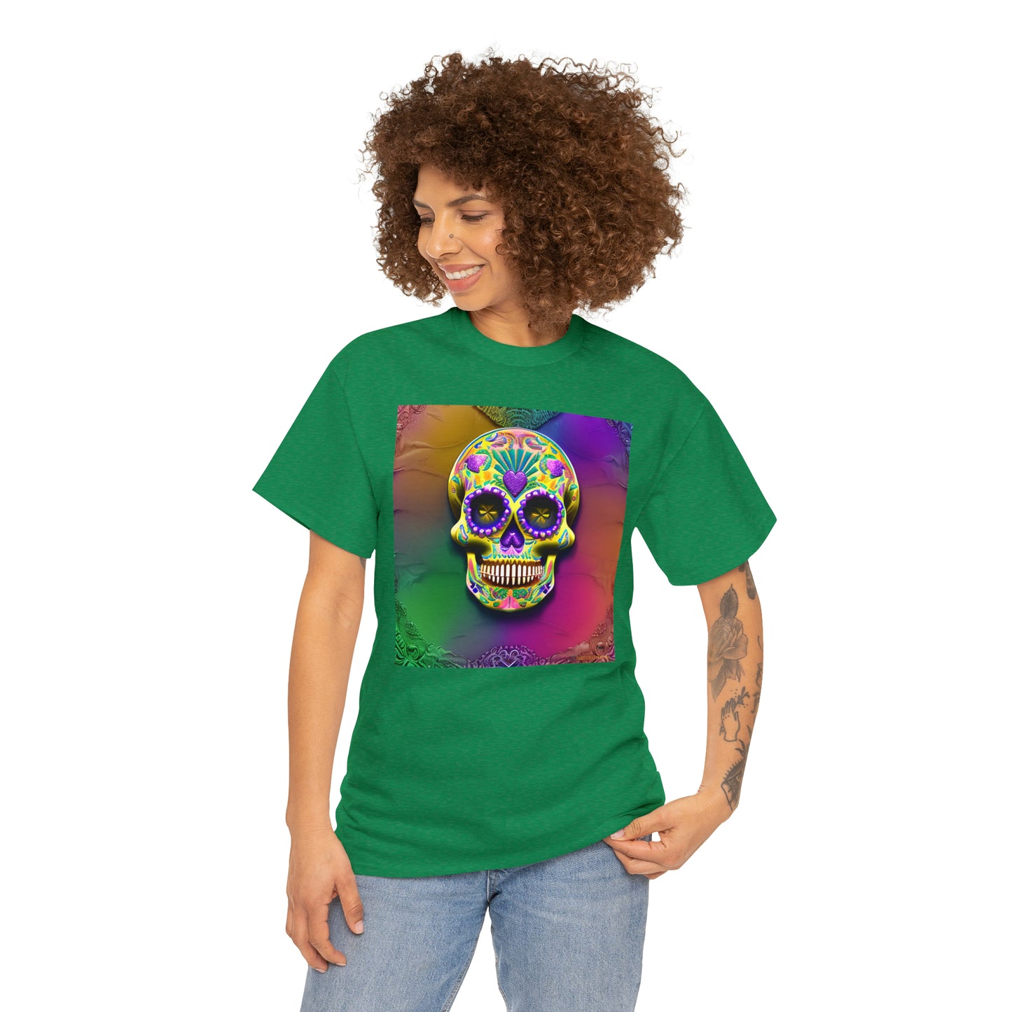 Unisex Heavy Cotton Tee - Sugar Skull 0002