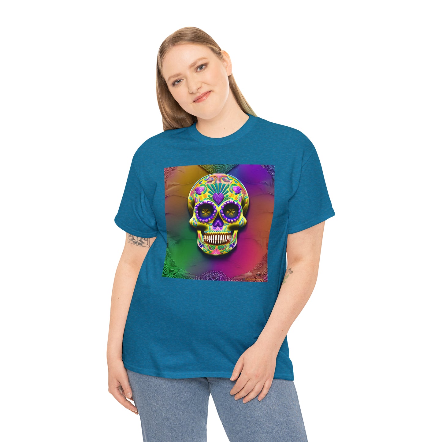 Unisex Heavy Cotton Tee - Sugar Skull 0002