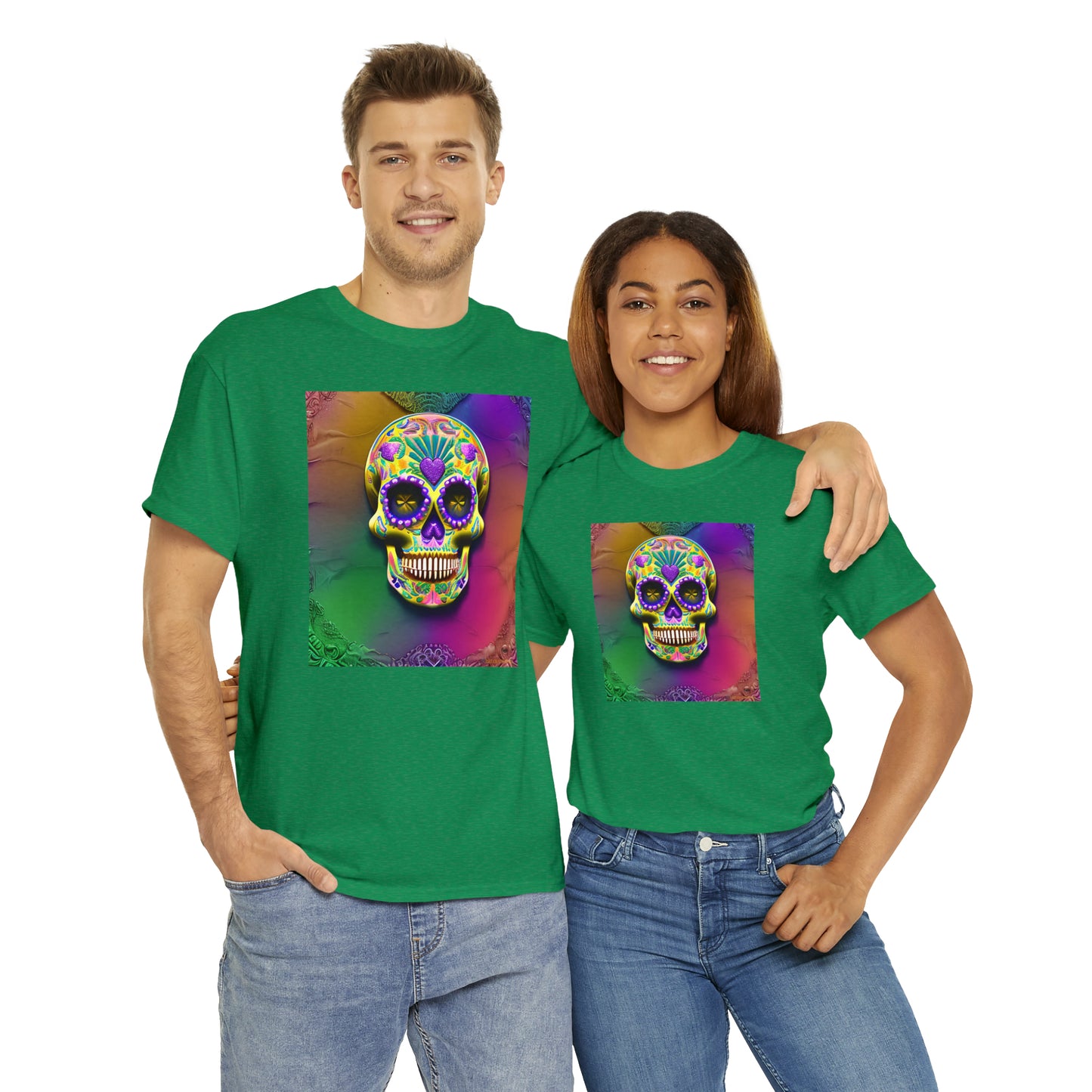 Unisex Heavy Cotton Tee - Sugar Skull 0002
