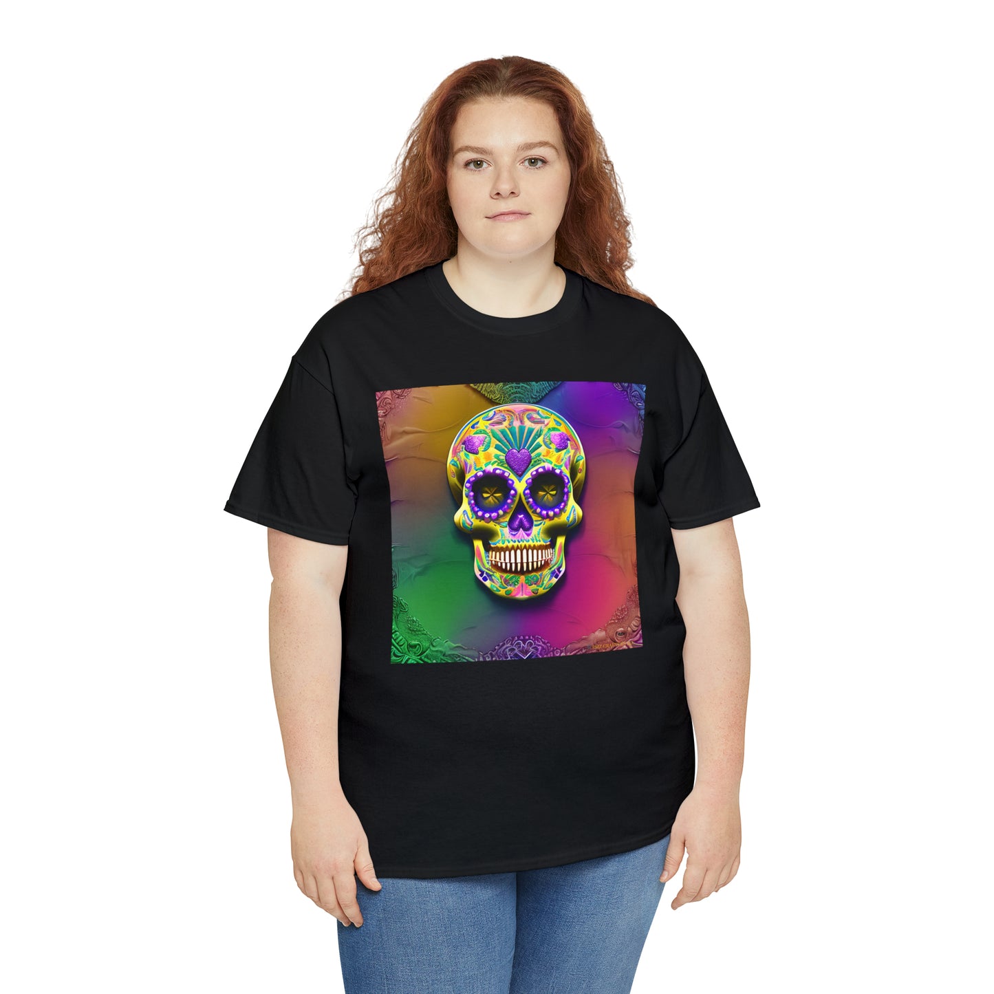 Unisex Heavy Cotton Tee - Sugar Skull 0002