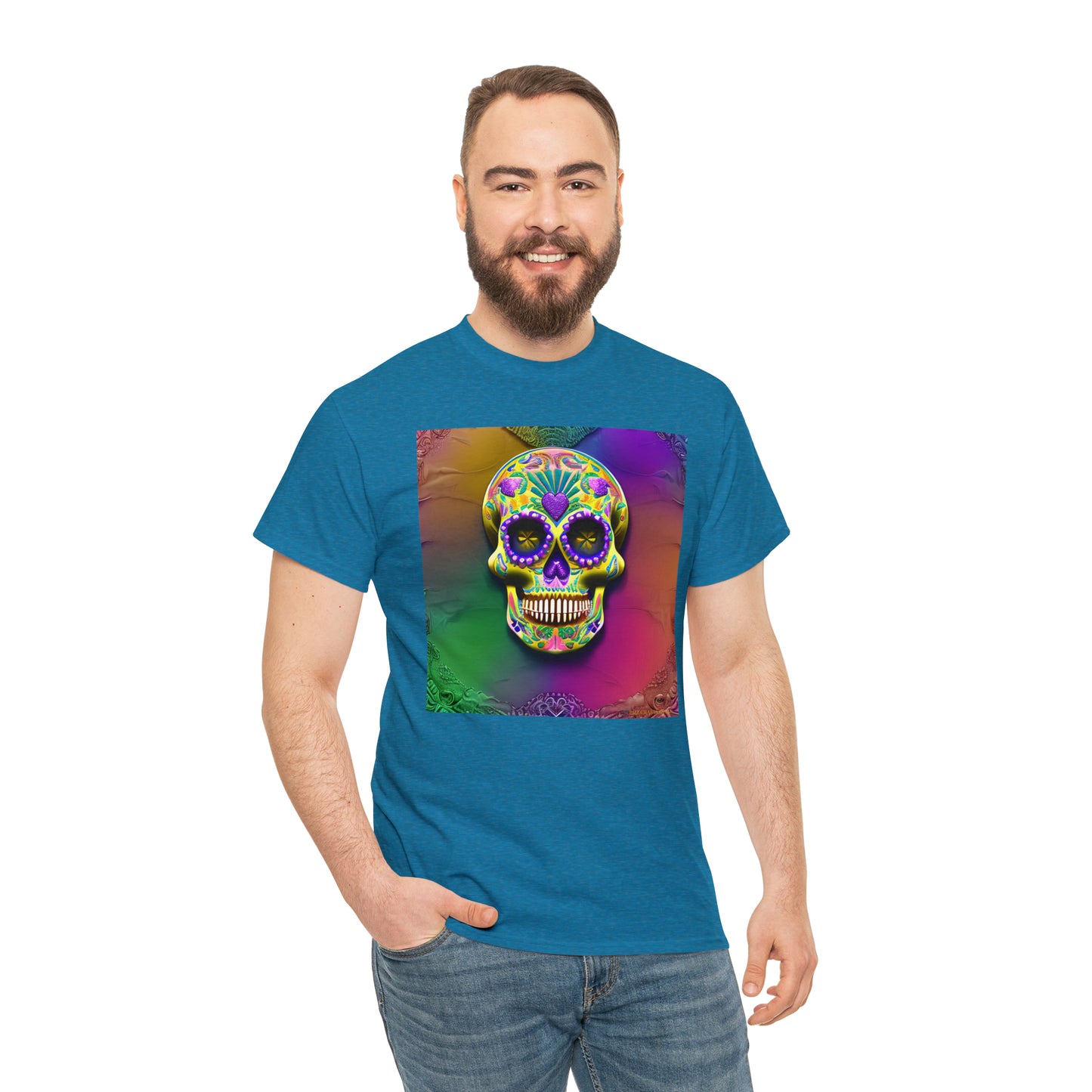 Unisex Heavy Cotton Tee - Sugar Skull 0002