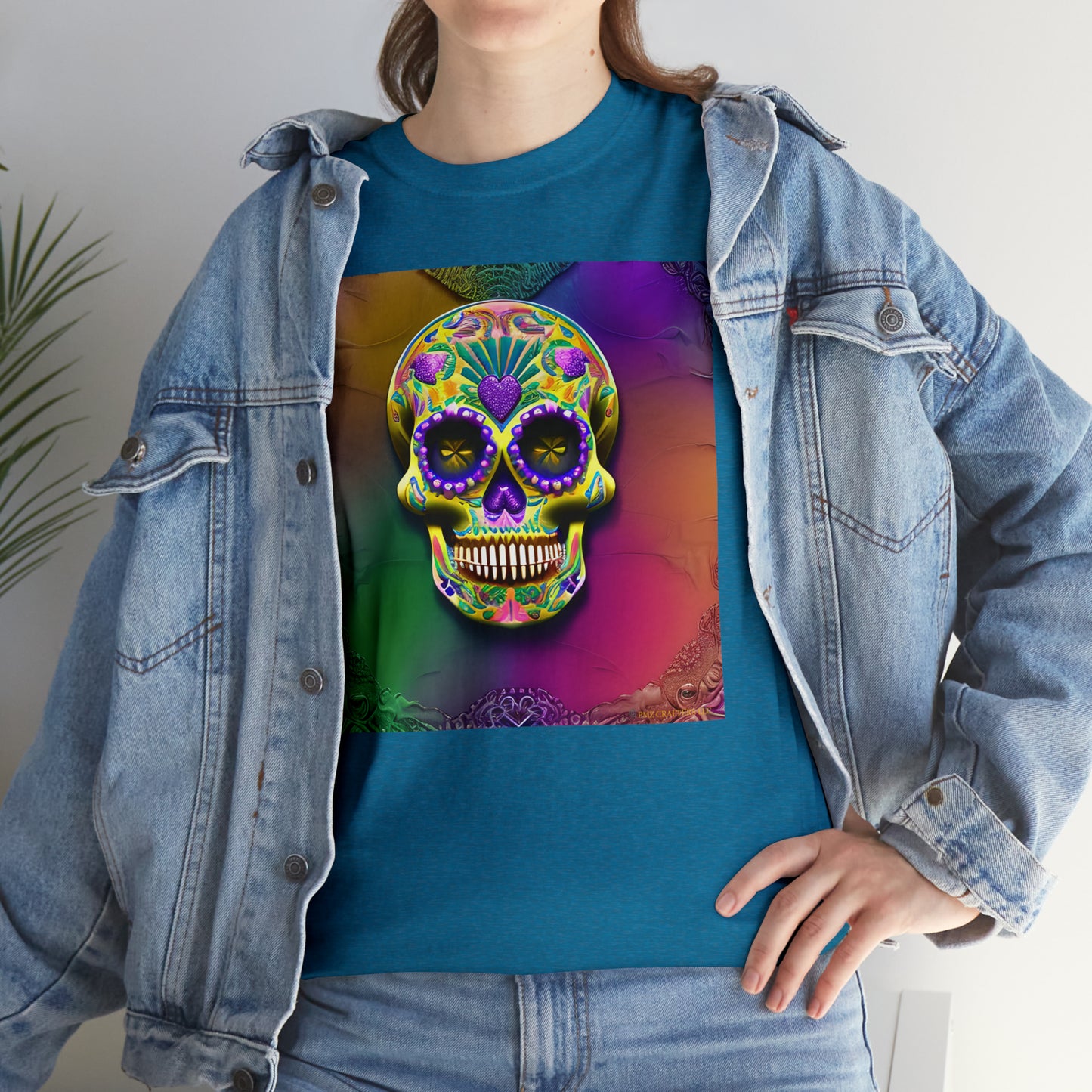 Unisex Heavy Cotton Tee - Sugar Skull 0002