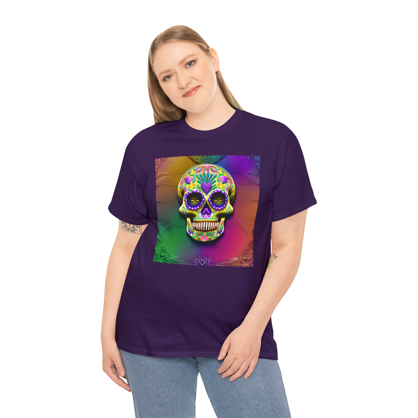 Unisex Heavy Cotton Tee - Sugar Skull 0002