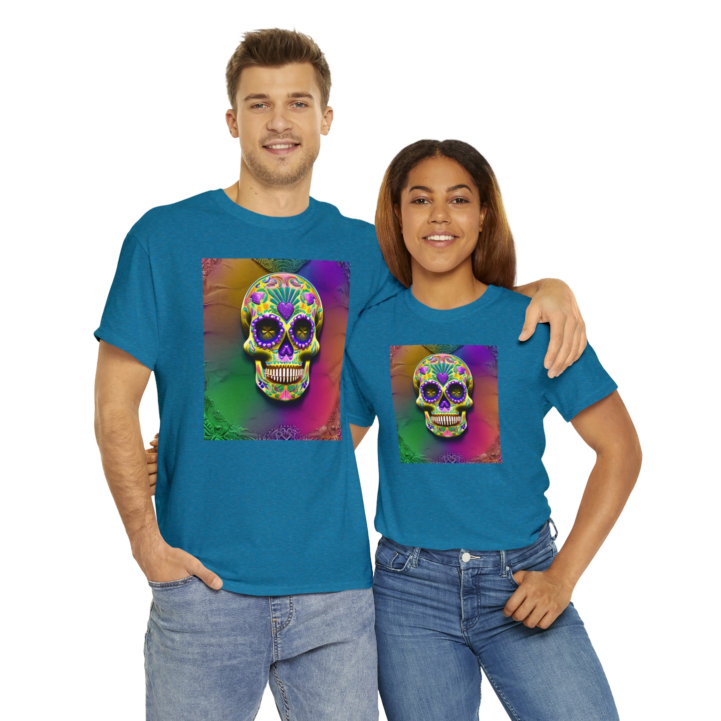Unisex Heavy Cotton Tee - Sugar Skull 0002