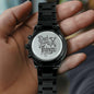 Engraved Design Black Chronograph Watch - Dad Fixer of Things 0001