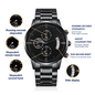 Engraved Design Black Chronograph Watch - Dad Fixer of Things 0001