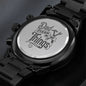 Engraved Design Black Chronograph Watch - Dad Fixer of Things 0001