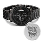 Engraved Design Black Chronograph Watch - Dad Fixer of Things 0001