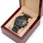 Engraved Design Black Chronograph Watch - Dad Fixer of Things 0001
