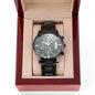 Engraved Design Black Chronograph Watch - Dad Fixer of Things 0001