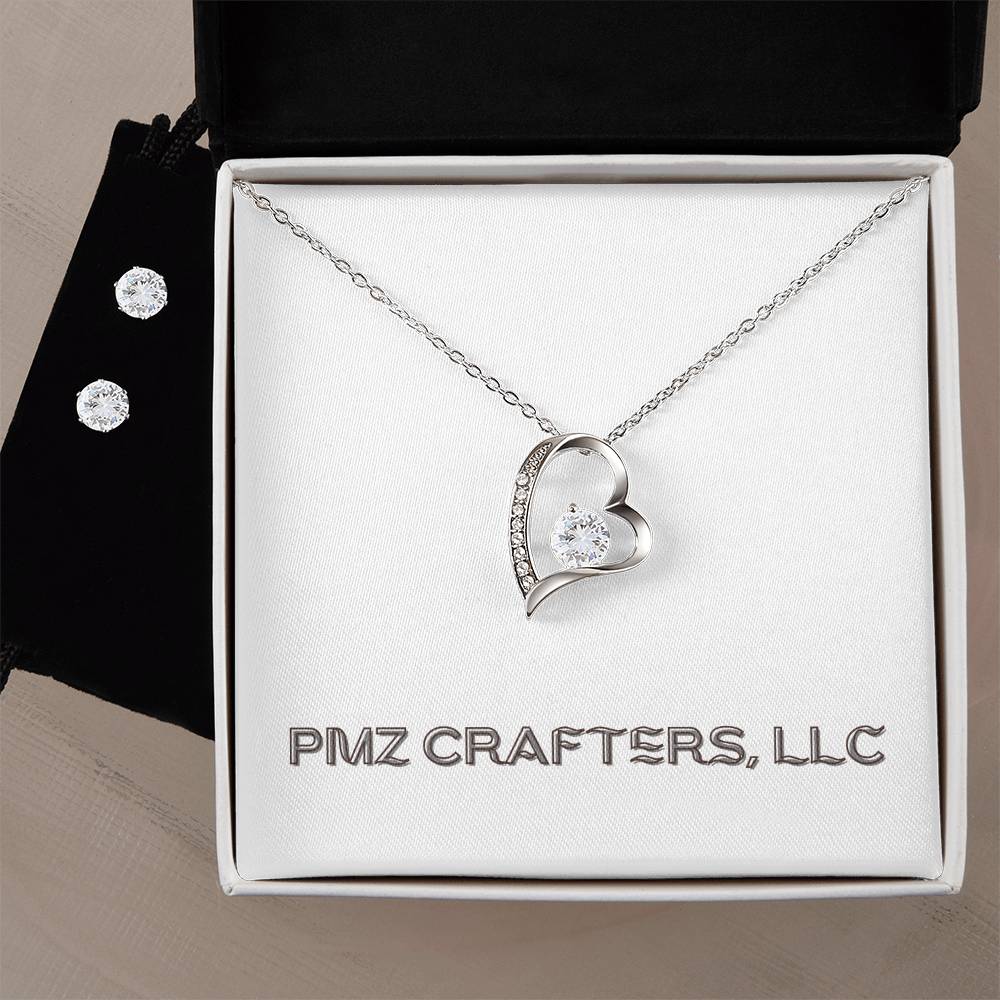 Forever Love Necklace and Cubic Zirconia Earring Set
