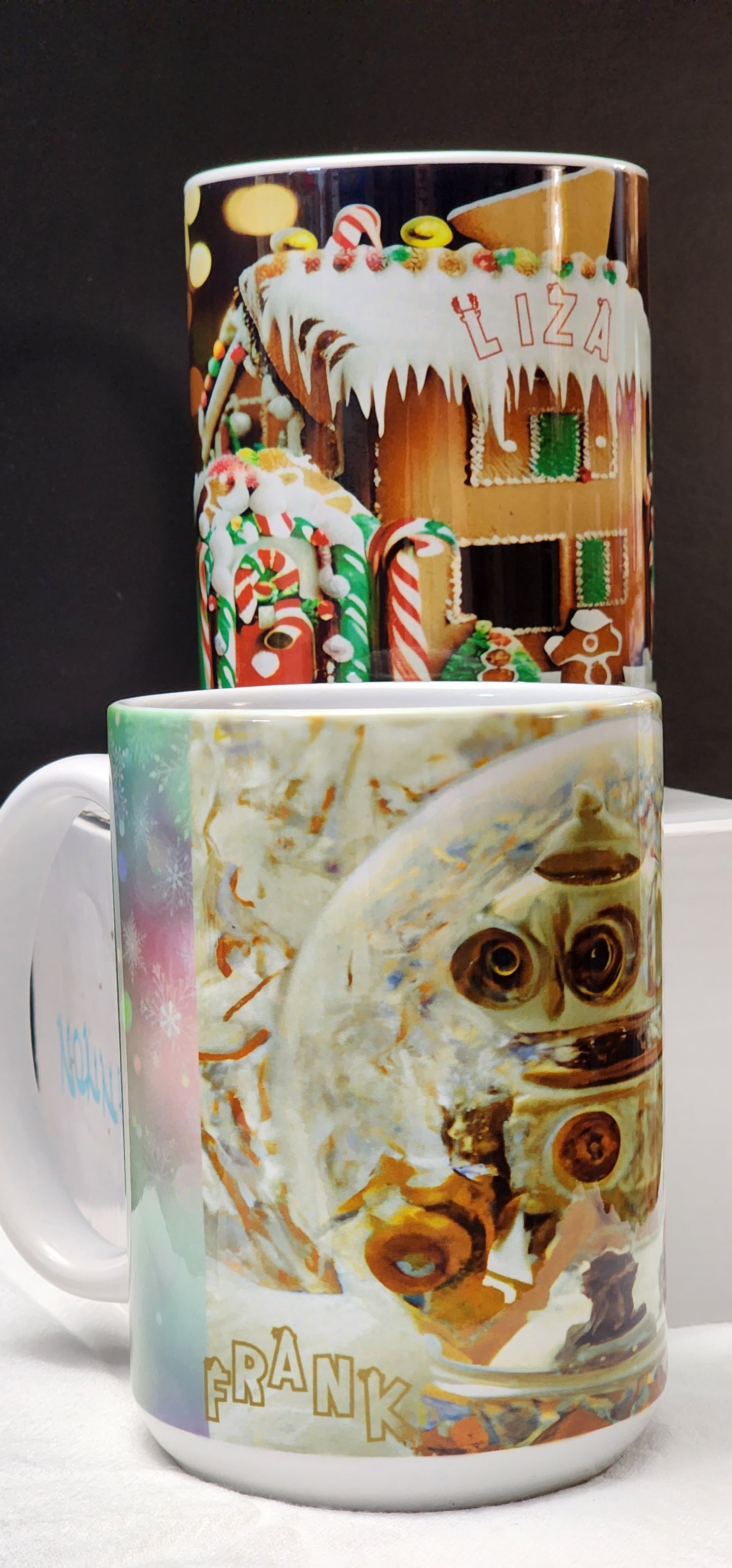 Custom Mug 15 oz., Intricate Steam Punk Robot in snow globe scene, Sublimation