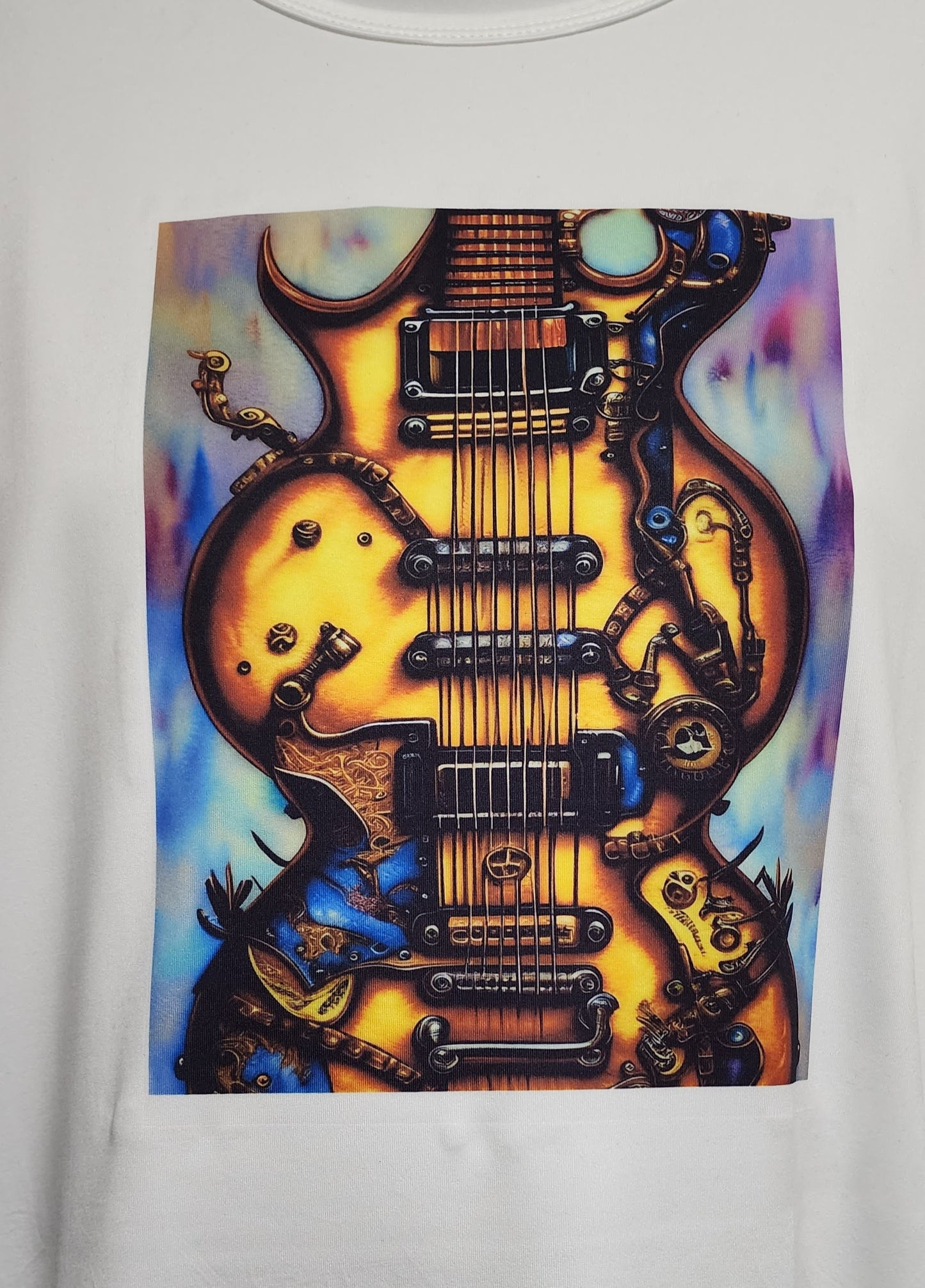 TSHIRT, Guitar, Steam Punk Gibson Double with beautiful color accents