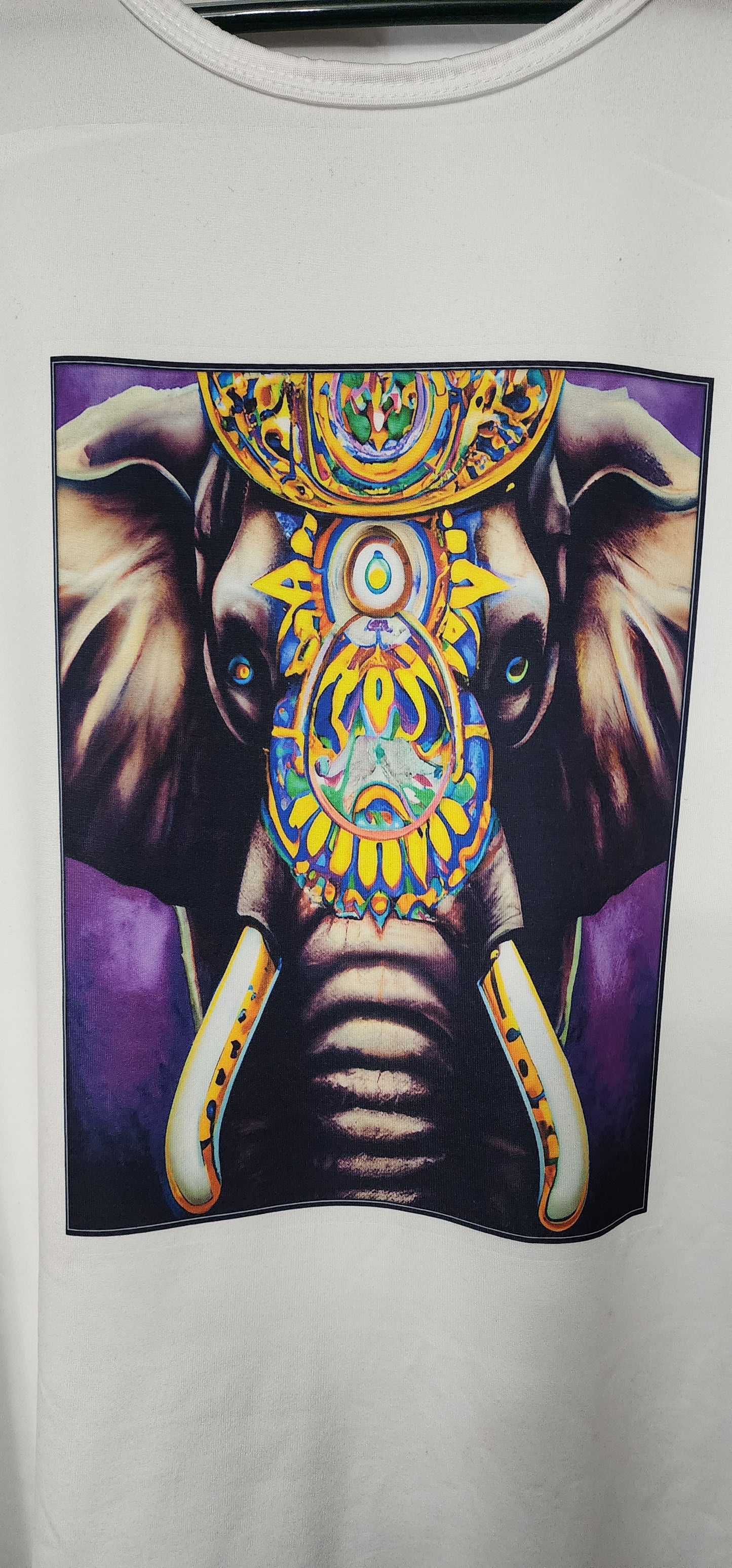 TSHIRT, Unique Elegant Elephant with Purple background and sunflower paintings