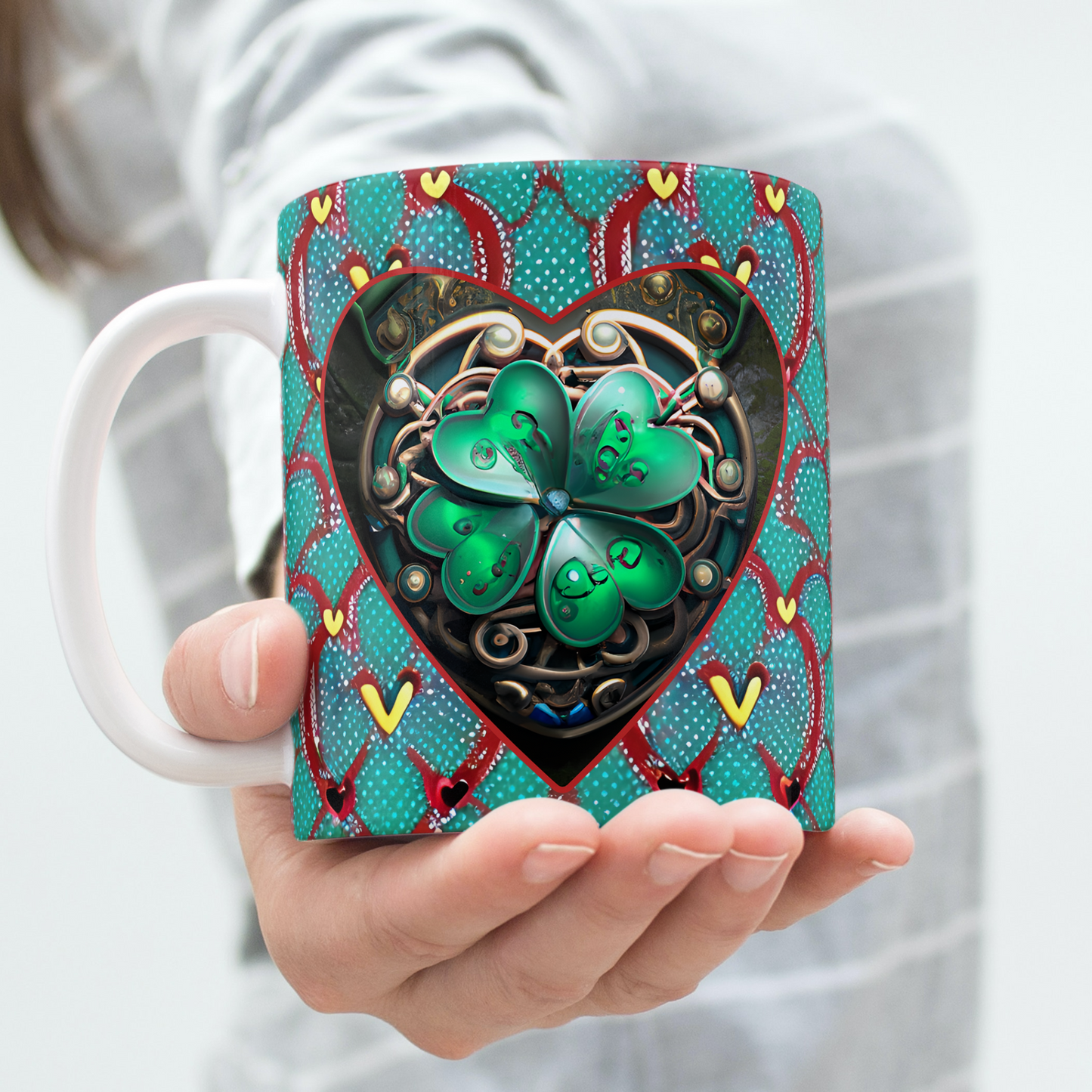 Custom Mug, 15 oz Shamrock Love 0001