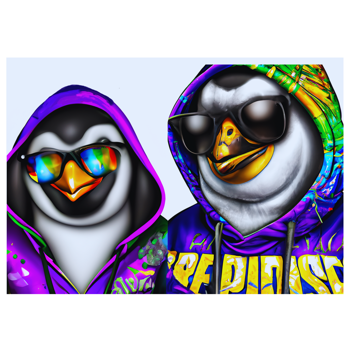 Custom T Shirt, Penguin Couple.Sunglasses 0001, Sublimation