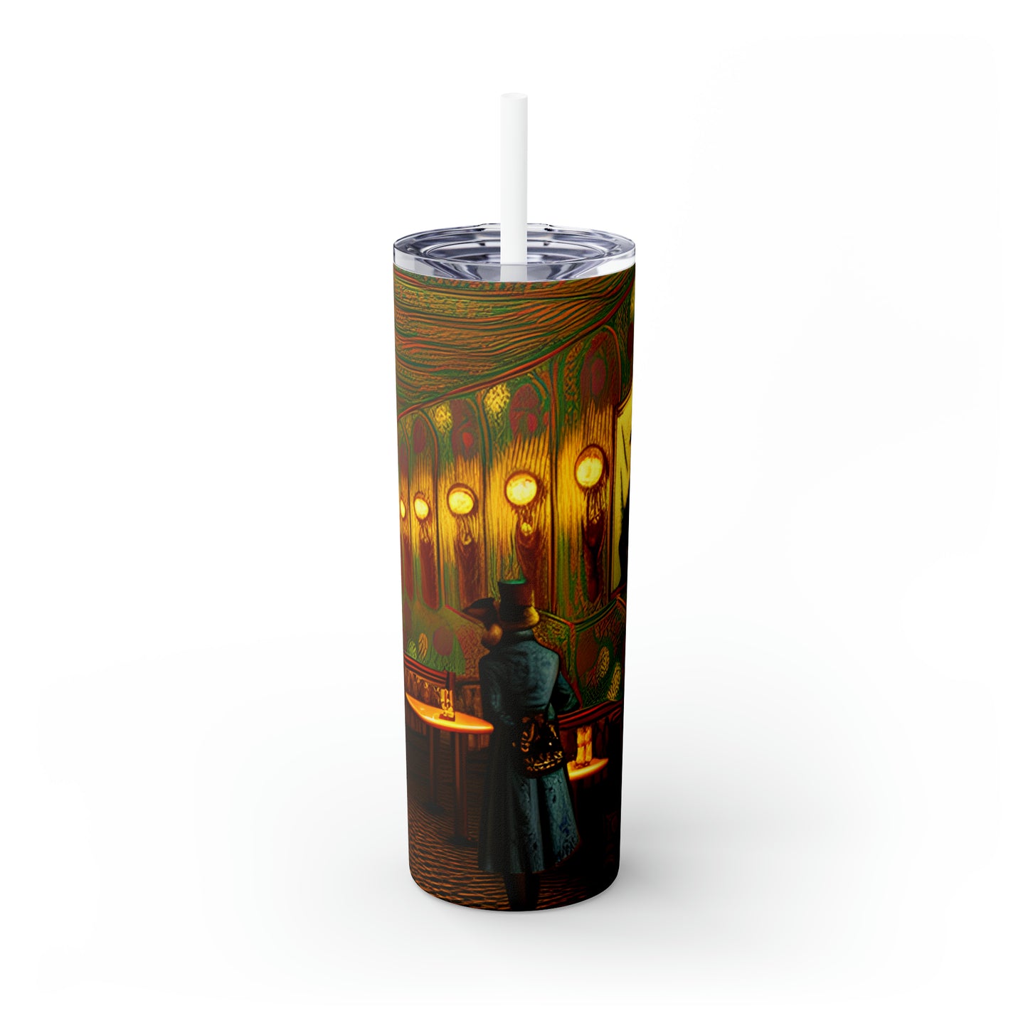 Skinny Tumbler with Straw, 20oz - Cafe Table Shadows 0001