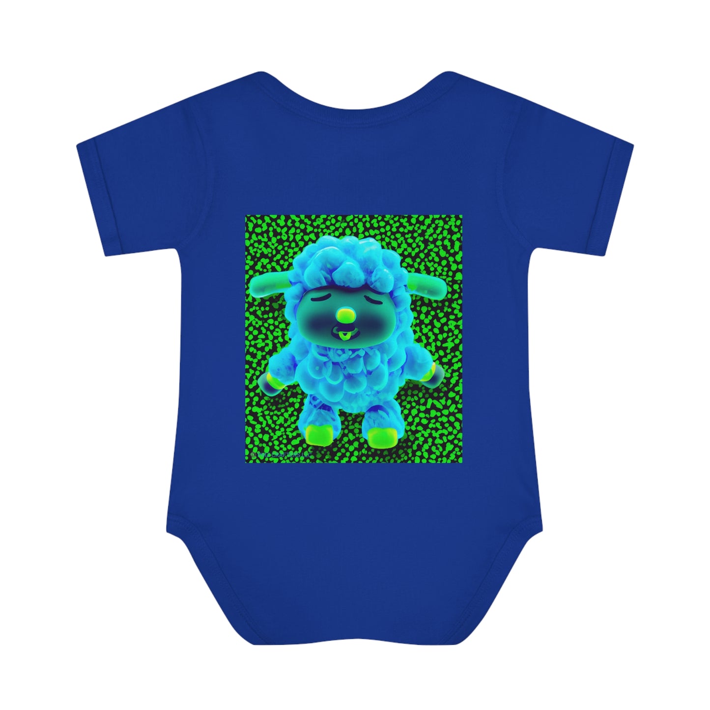 Infant Baby Rib Bodysuit - Deep Blue Sheep 0001