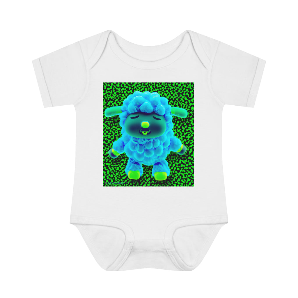 Infant Baby Rib Bodysuit - Deep Blue Sheep 0001