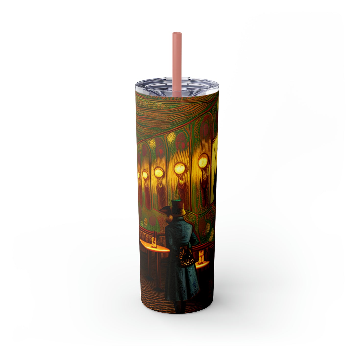 Skinny Tumbler with Straw, 20oz - Cafe Table Shadows 0001