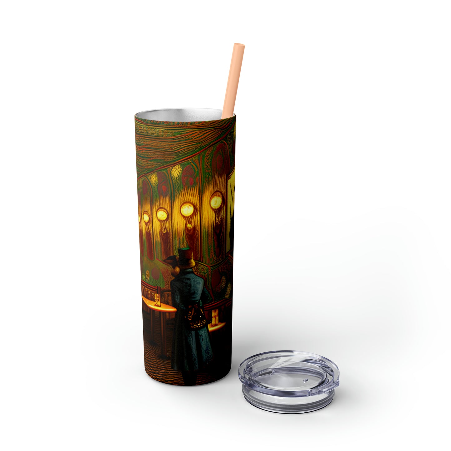 Skinny Tumbler with Straw, 20oz - Cafe Table Shadows 0001