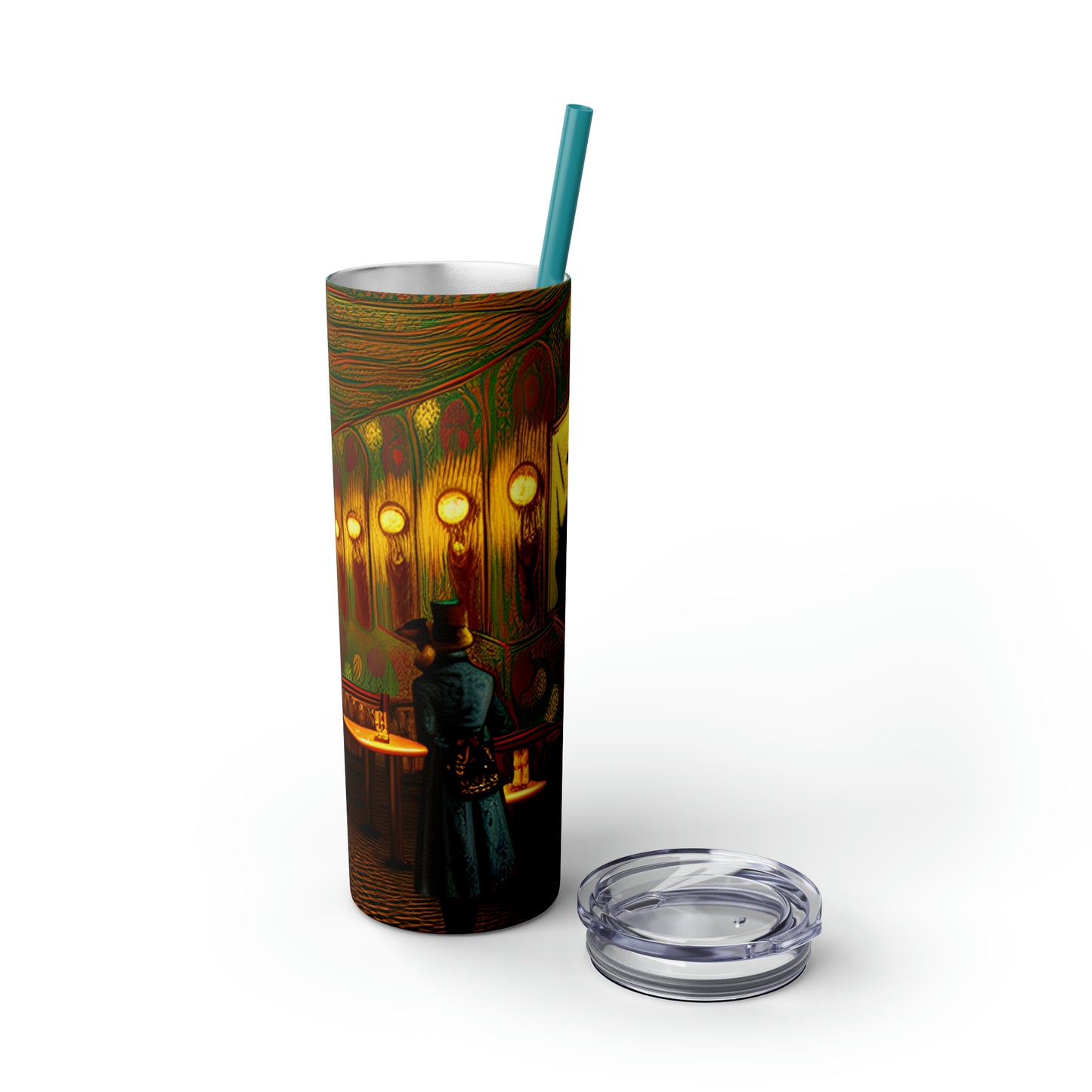 Skinny Tumbler with Straw, 20oz - Cafe Table Shadows 0001