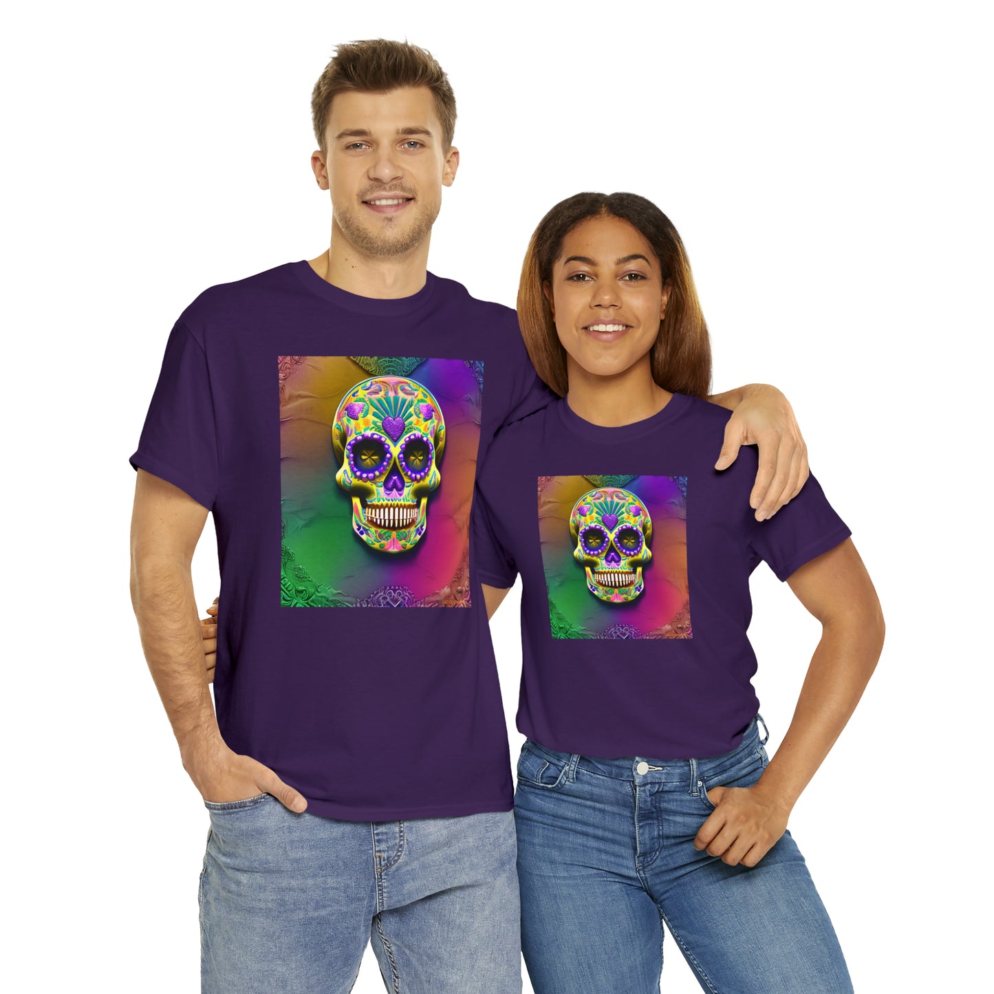 Unisex Heavy Cotton Tee - Sugar Skull 0002