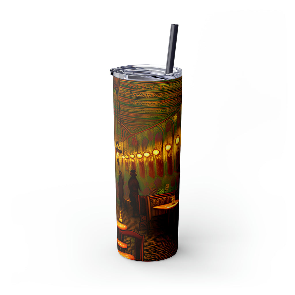 Skinny Tumbler with Straw, 20oz - Cafe Table Shadows 0001
