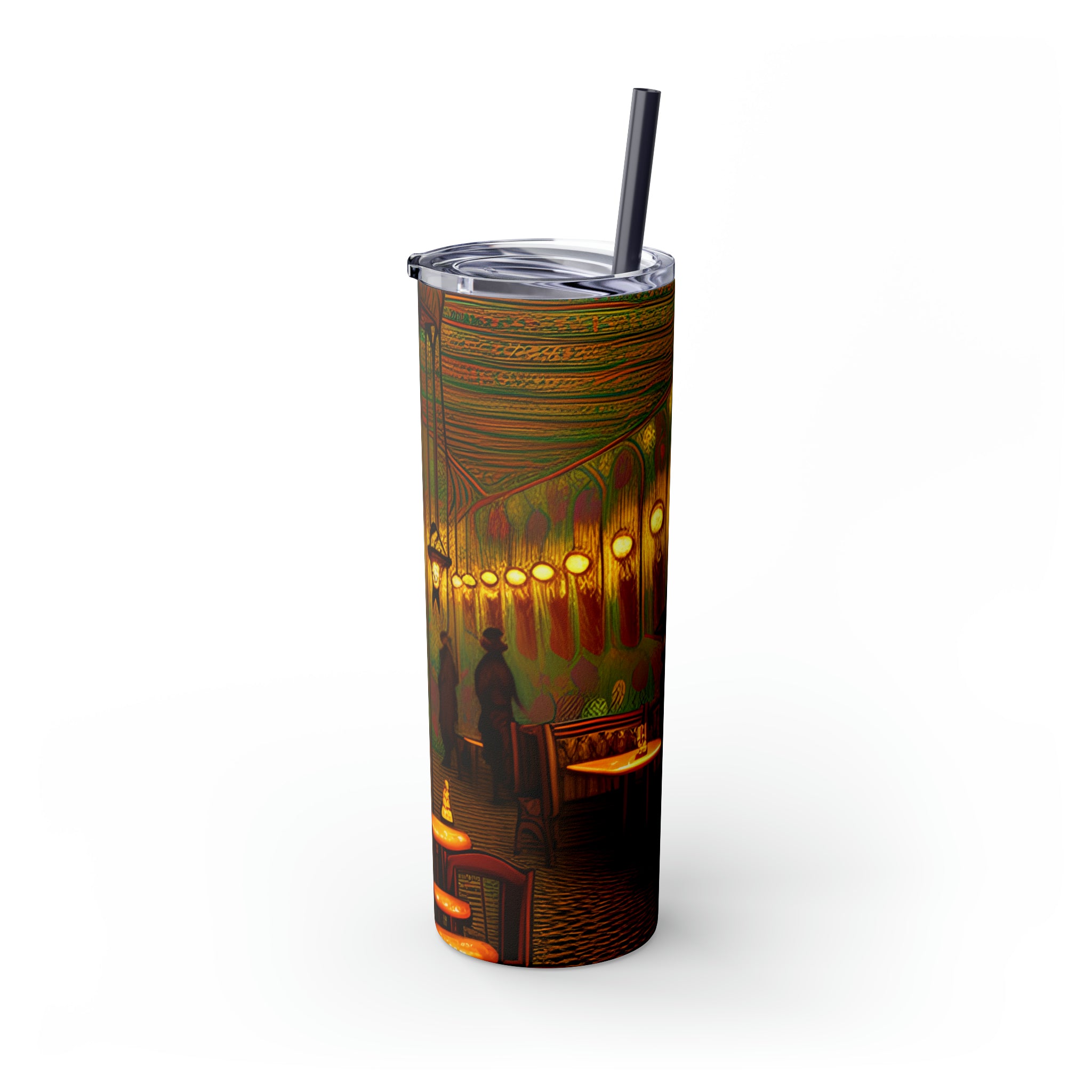 Skinny Tumbler with Straw, 20oz - Cafe Table Shadows 0001