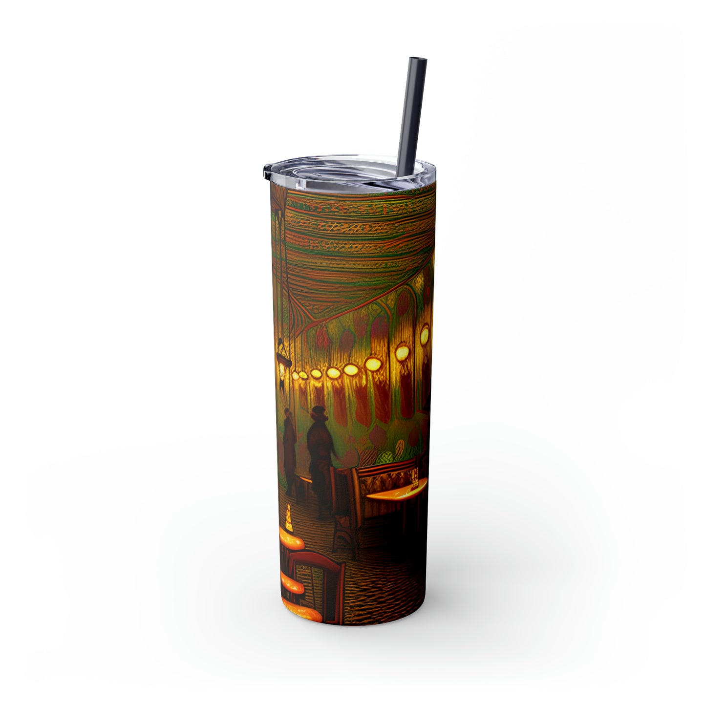 Skinny Tumbler with Straw, 20oz - Cafe Table Shadows 0001