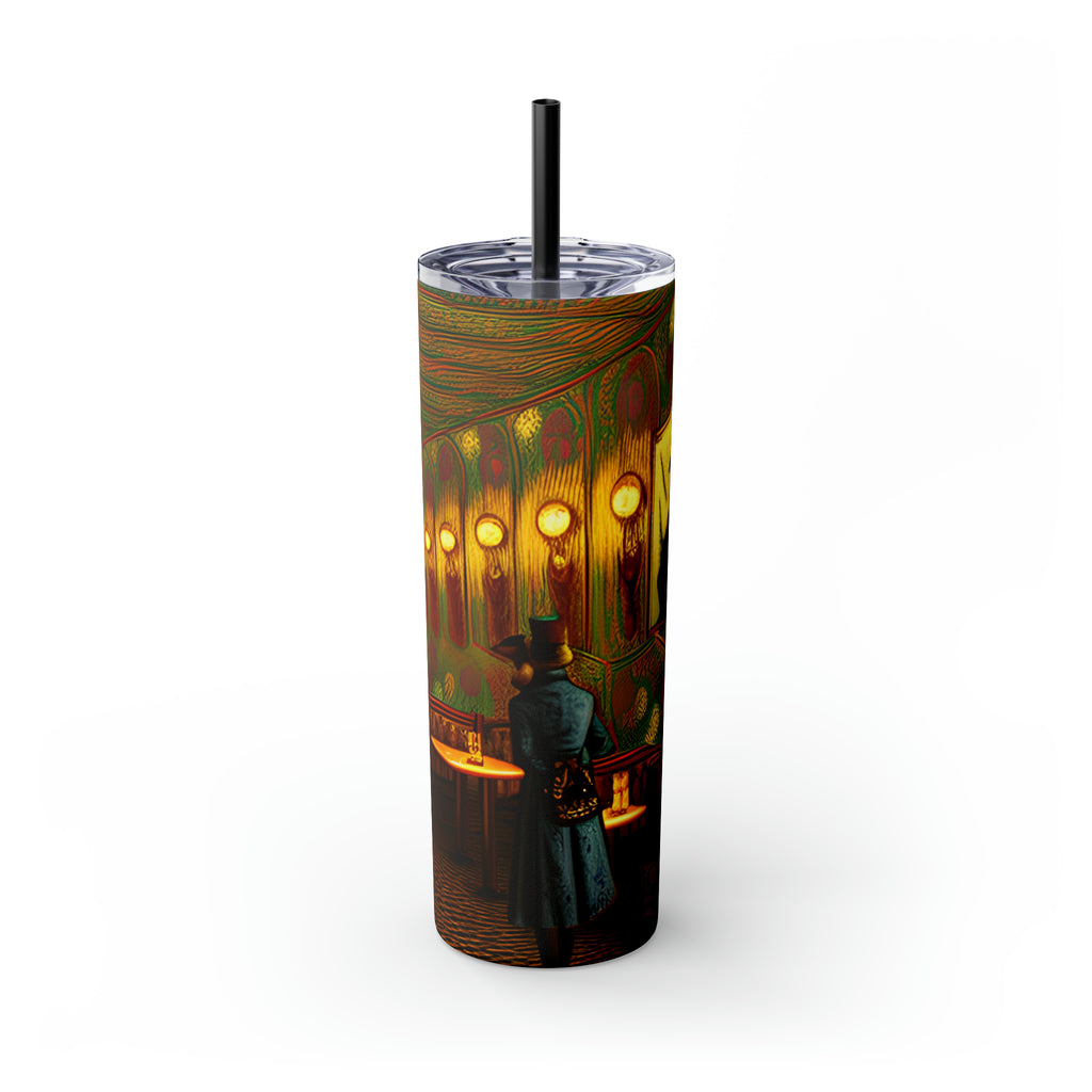 Skinny Tumbler with Straw, 20oz - Cafe Table Shadows 0001