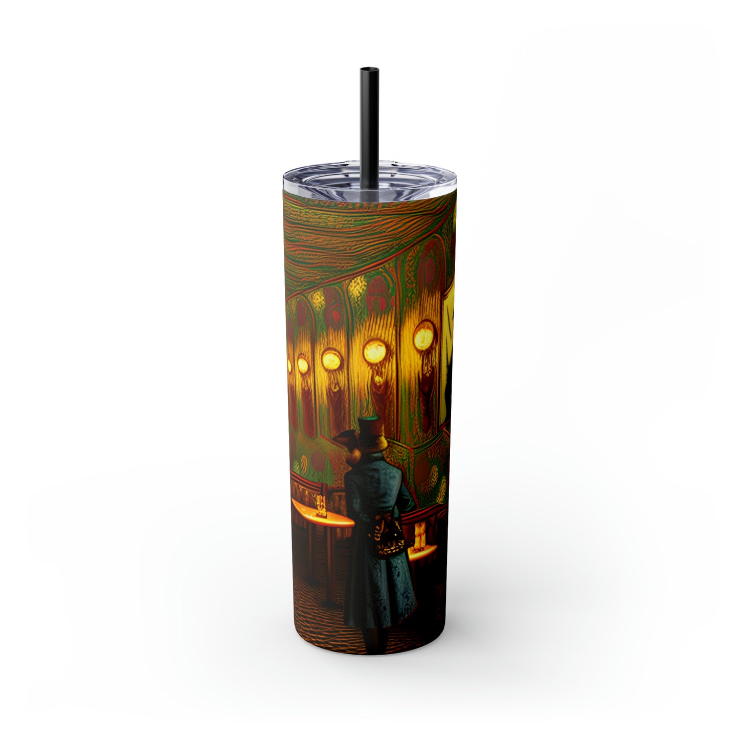 Skinny Tumbler with Straw, 20oz - Cafe Table Shadows 0001