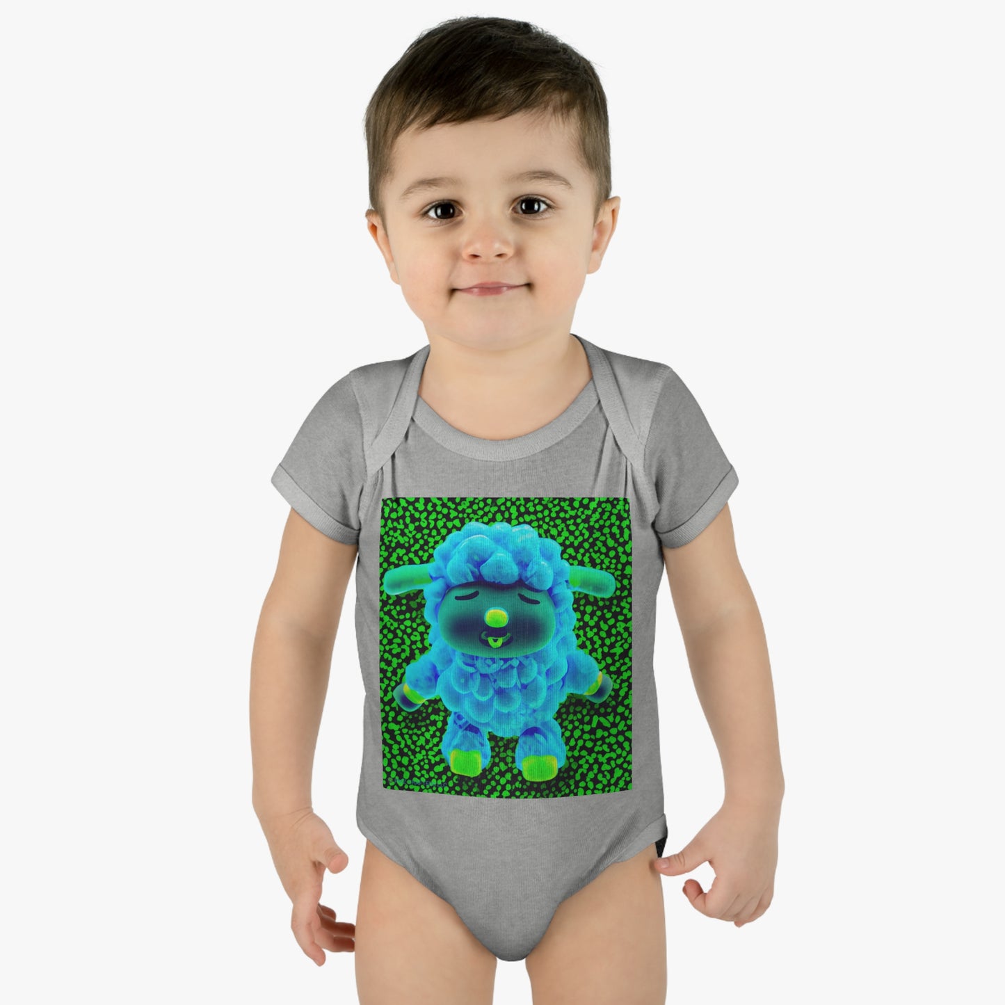 Infant Baby Rib Bodysuit - Deep Blue Sheep 0001