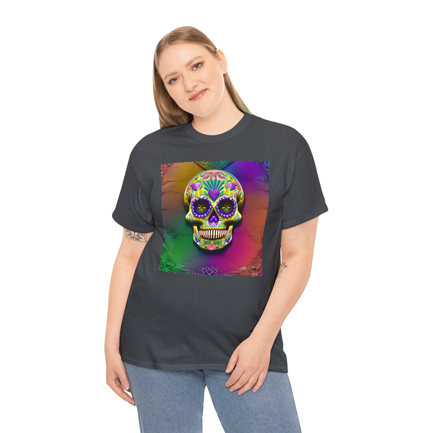 Unisex Heavy Cotton Tee - Sugar Skull 0002