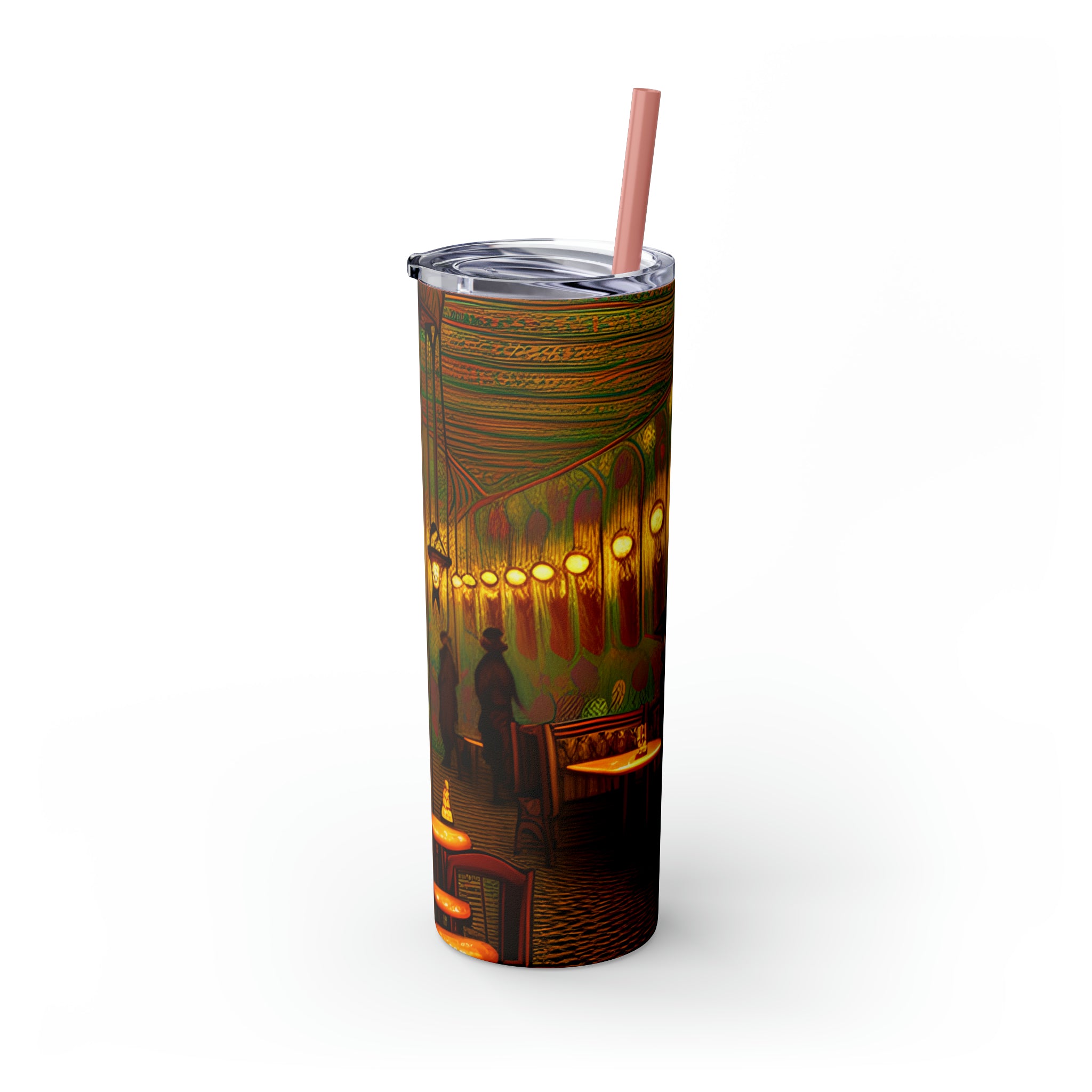 Skinny Tumbler with Straw, 20oz - Cafe Table Shadows 0001