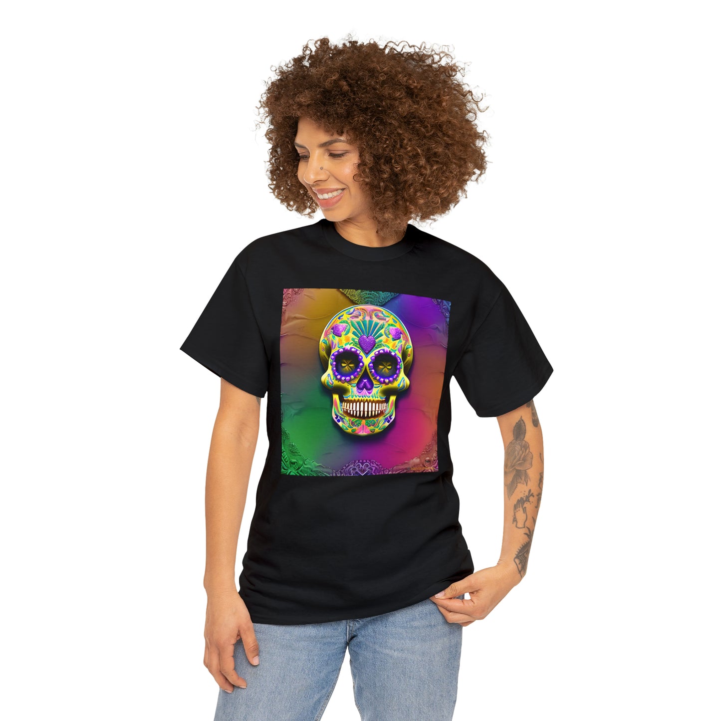 Unisex Heavy Cotton Tee - Sugar Skull 0002