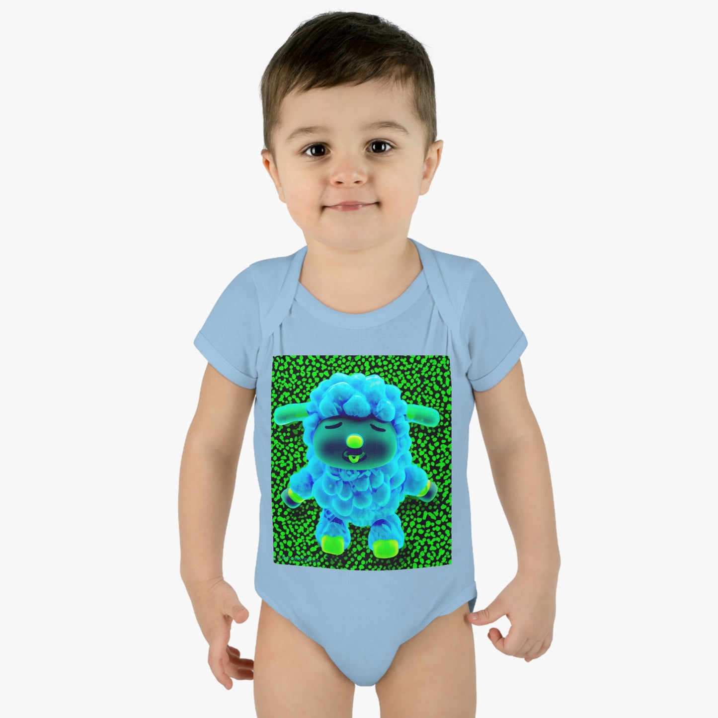 Infant Baby Rib Bodysuit - Deep Blue Sheep 0001