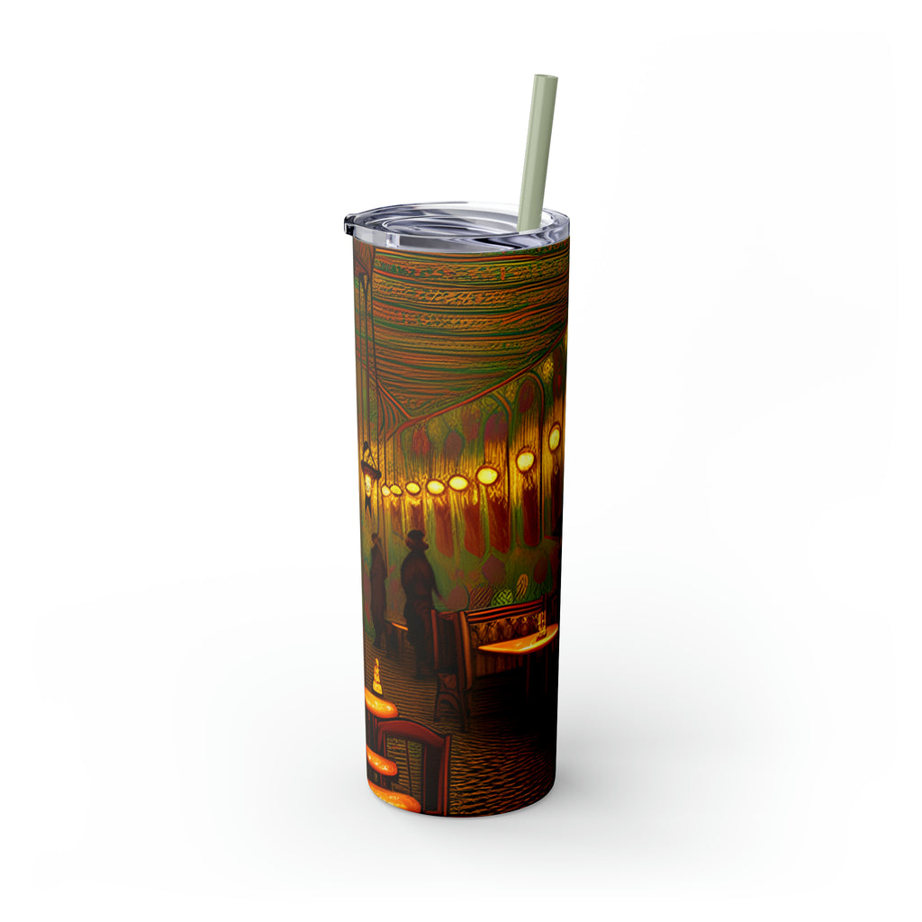 Skinny Tumbler with Straw, 20oz - Cafe Table Shadows 0001
