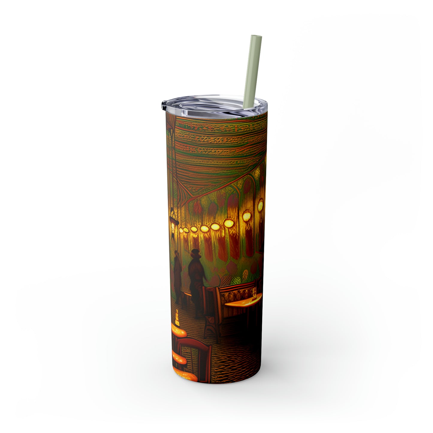 Skinny Tumbler with Straw, 20oz - Cafe Table Shadows 0001