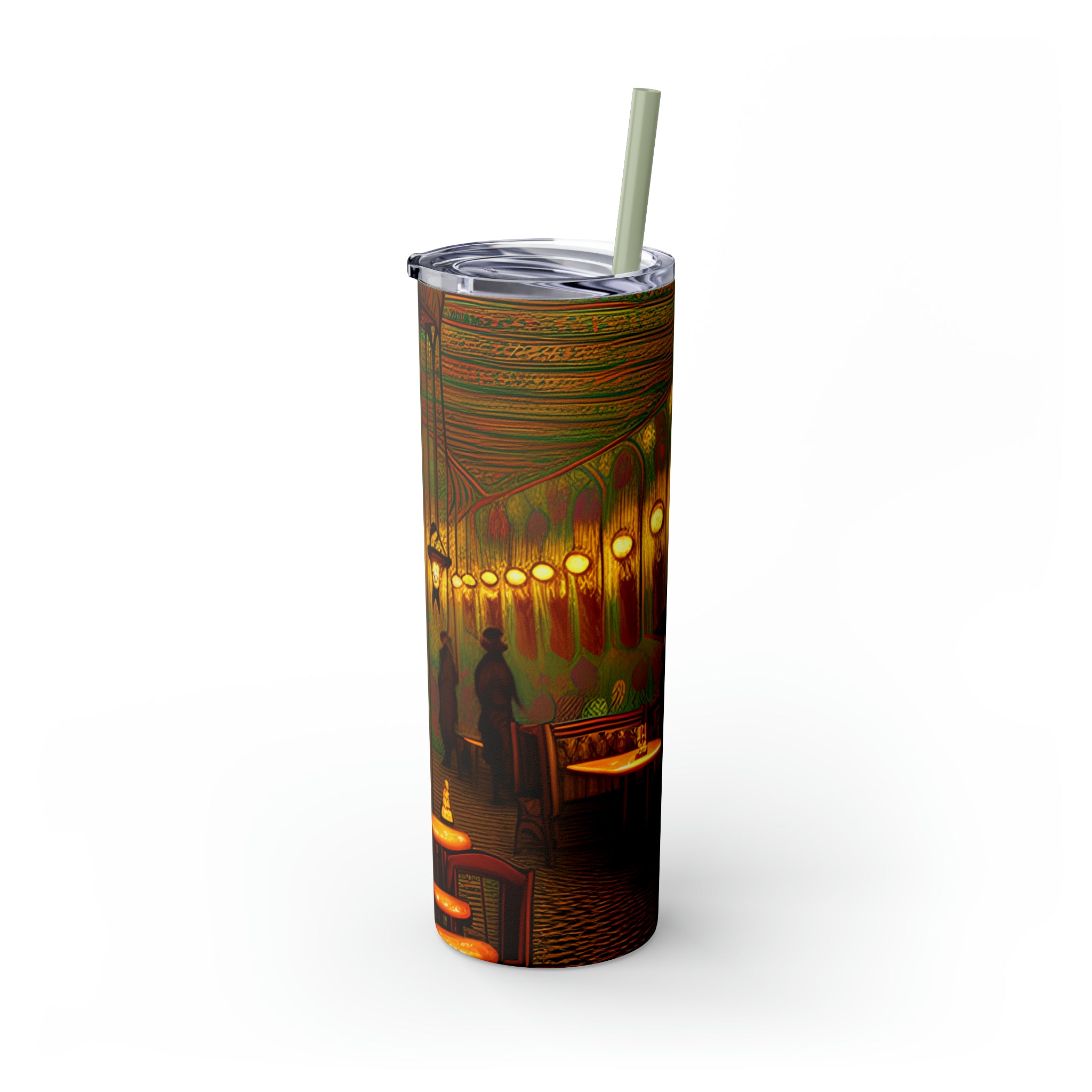 Skinny Tumbler with Straw, 20oz - Cafe Table Shadows 0001