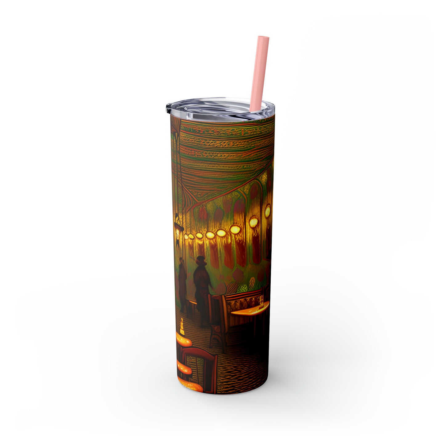 Skinny Tumbler with Straw, 20oz - Cafe Table Shadows 0001