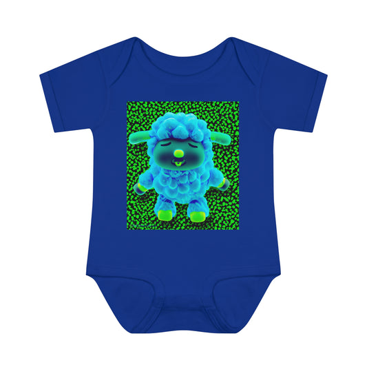 Infant Baby Rib Bodysuit - Deep Blue Sheep 0001