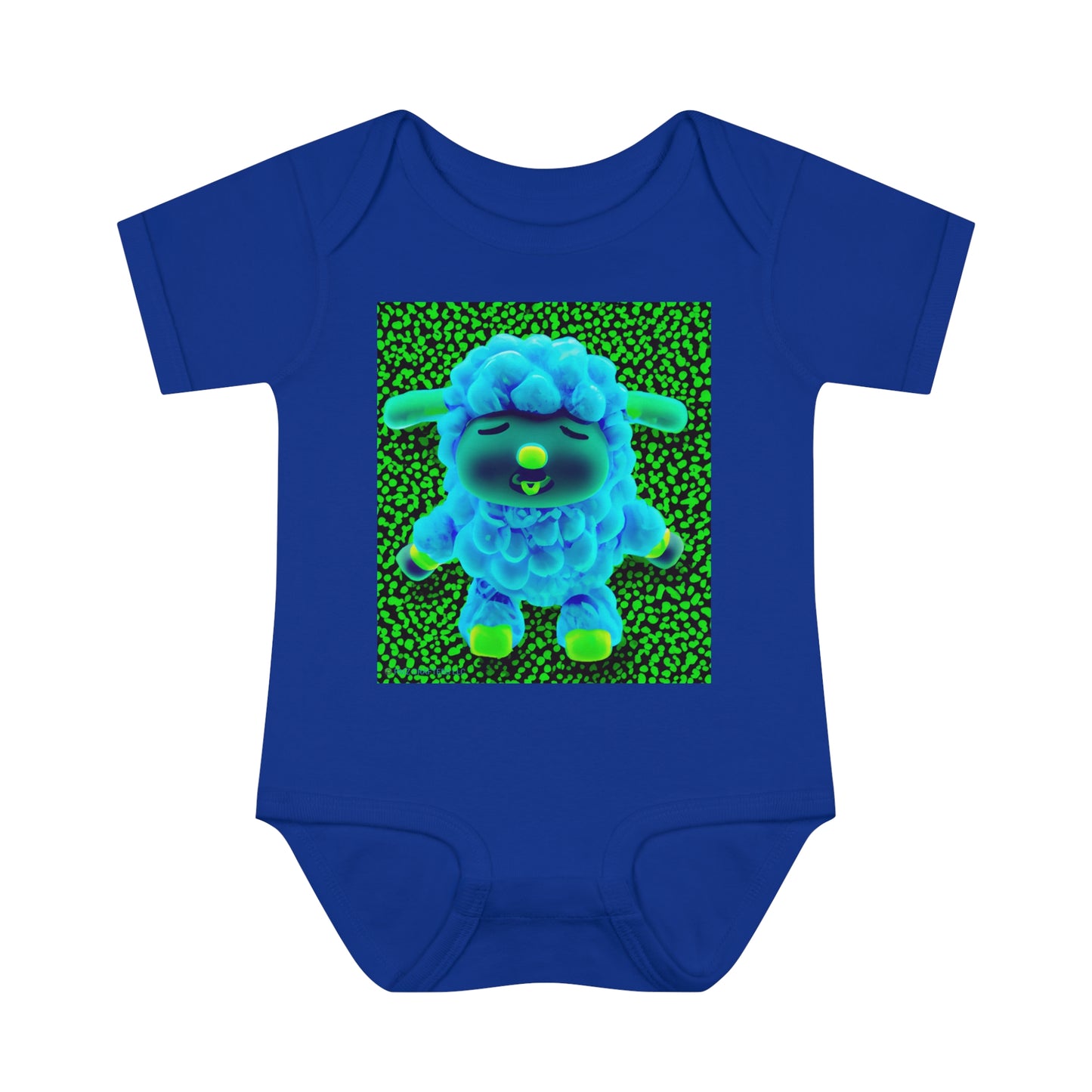 Infant Baby Rib Bodysuit - Deep Blue Sheep 0001
