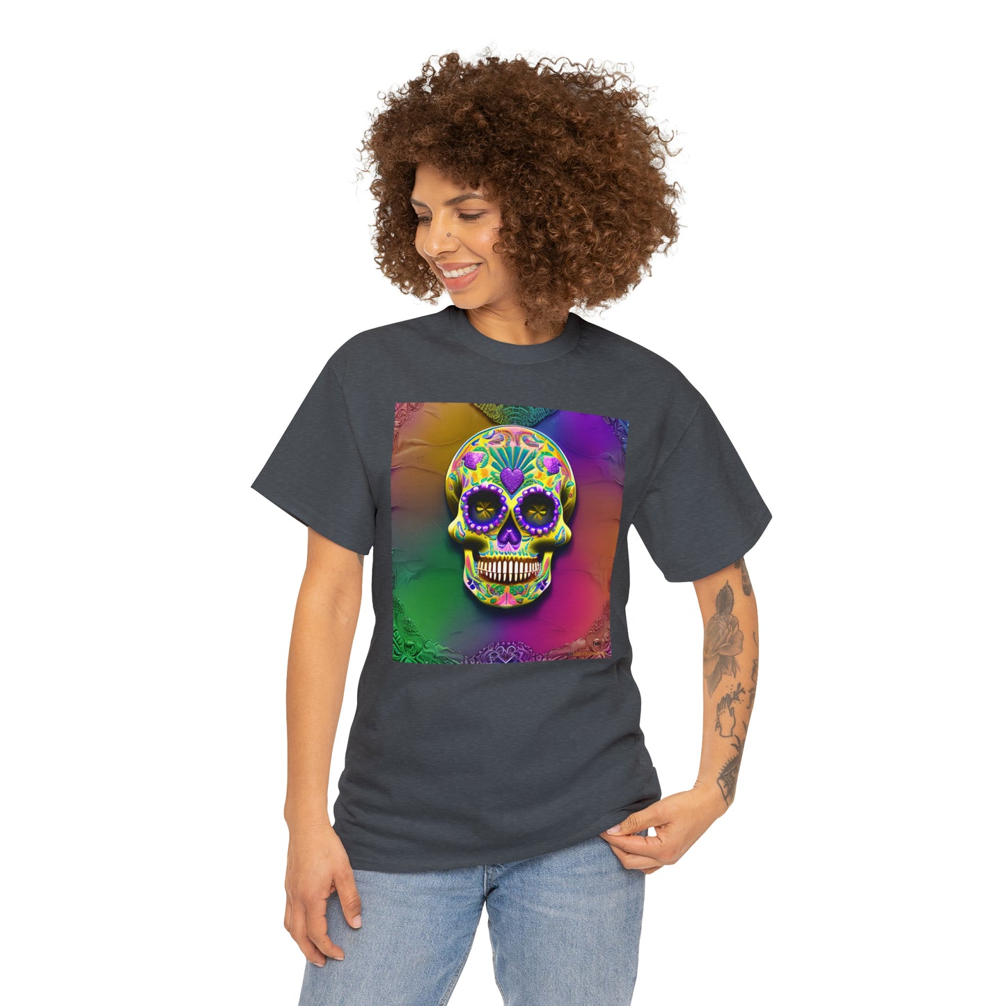 Unisex Heavy Cotton Tee - Sugar Skull 0002